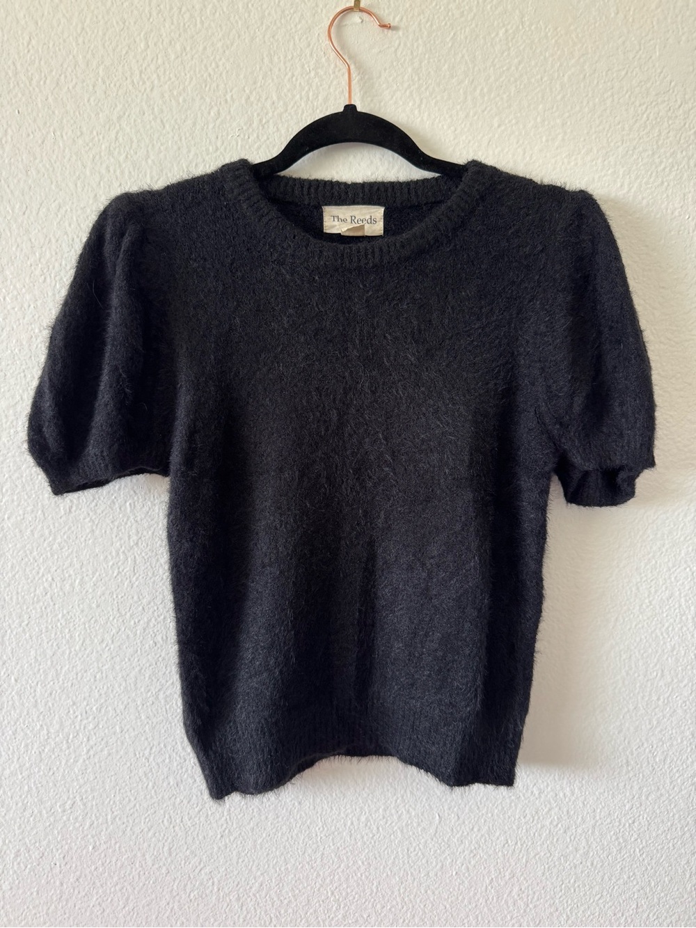 Black Puff Sleeve Short-Sleeve Sweater Tee